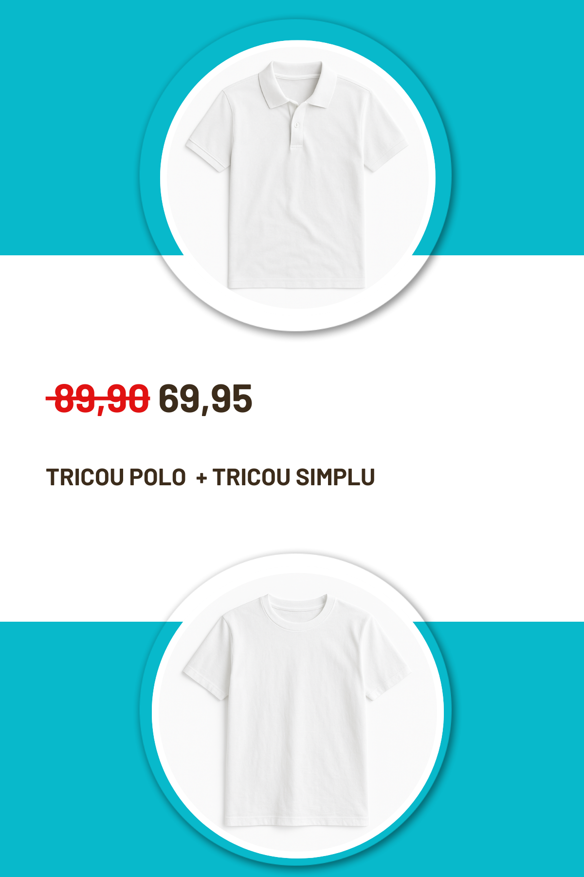 Junior Unisex - 1 Tricou Polo + 1 Tricou Basic